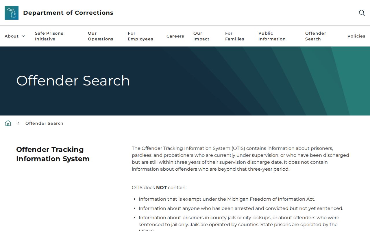 Missaukee County criminal history search through MDOC OTIS